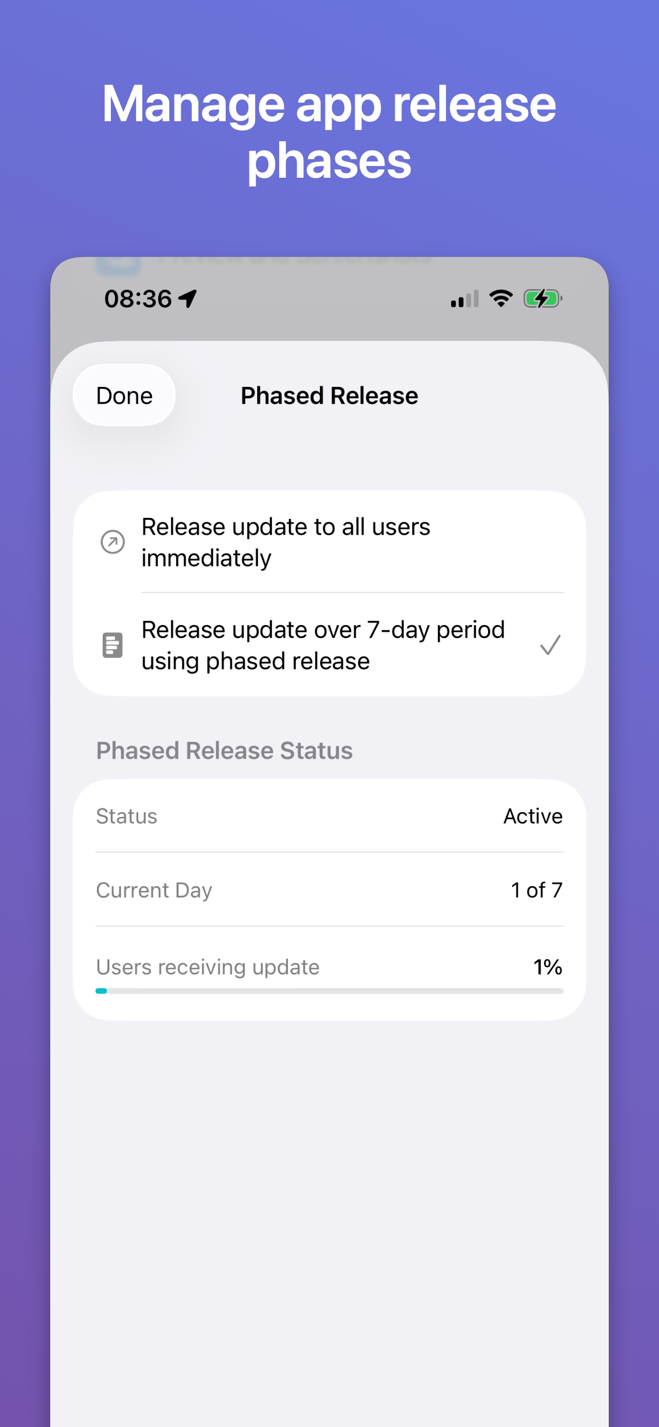 Manage app release phases